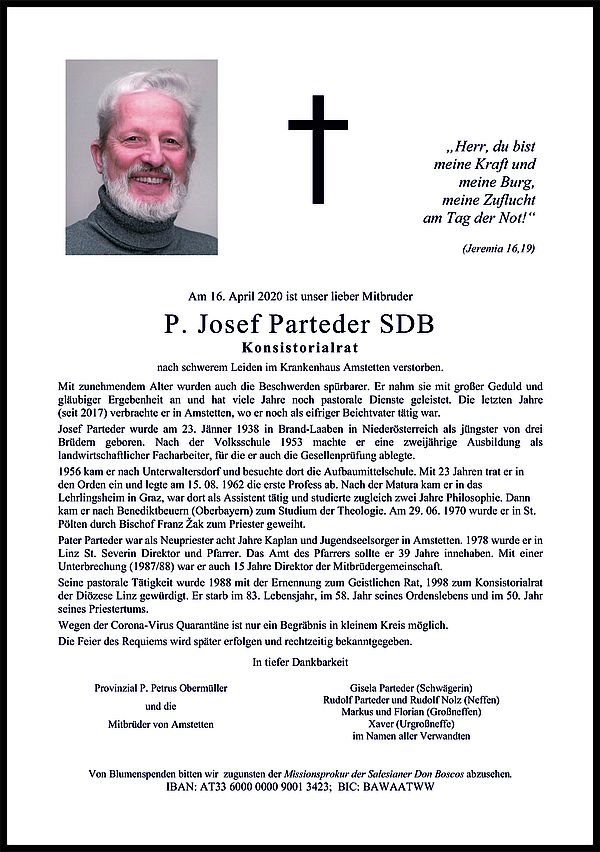 Parte von P. Josef Parteder SDB